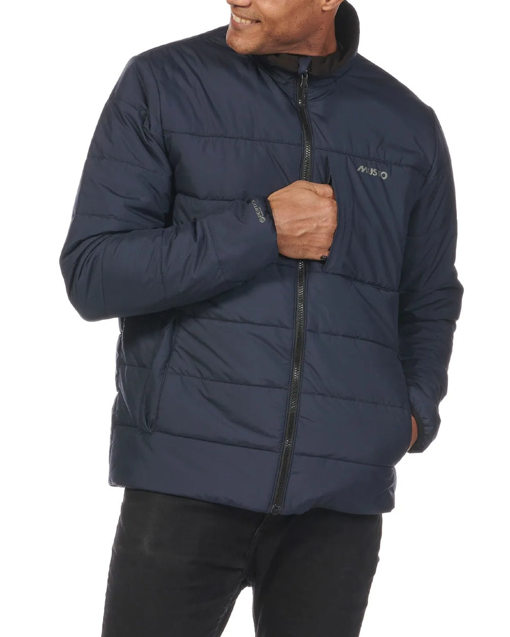 Navy coloured Musto Mens Marina Primaloft 3 in 1 Parka on white background