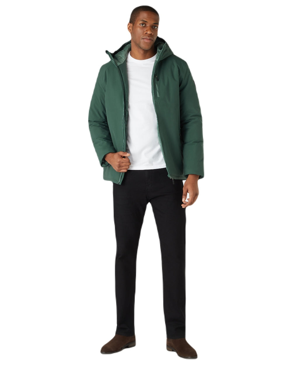 Darkest Spruce coloured Musto Mens Marina Primaloft Rain Jacket on white background