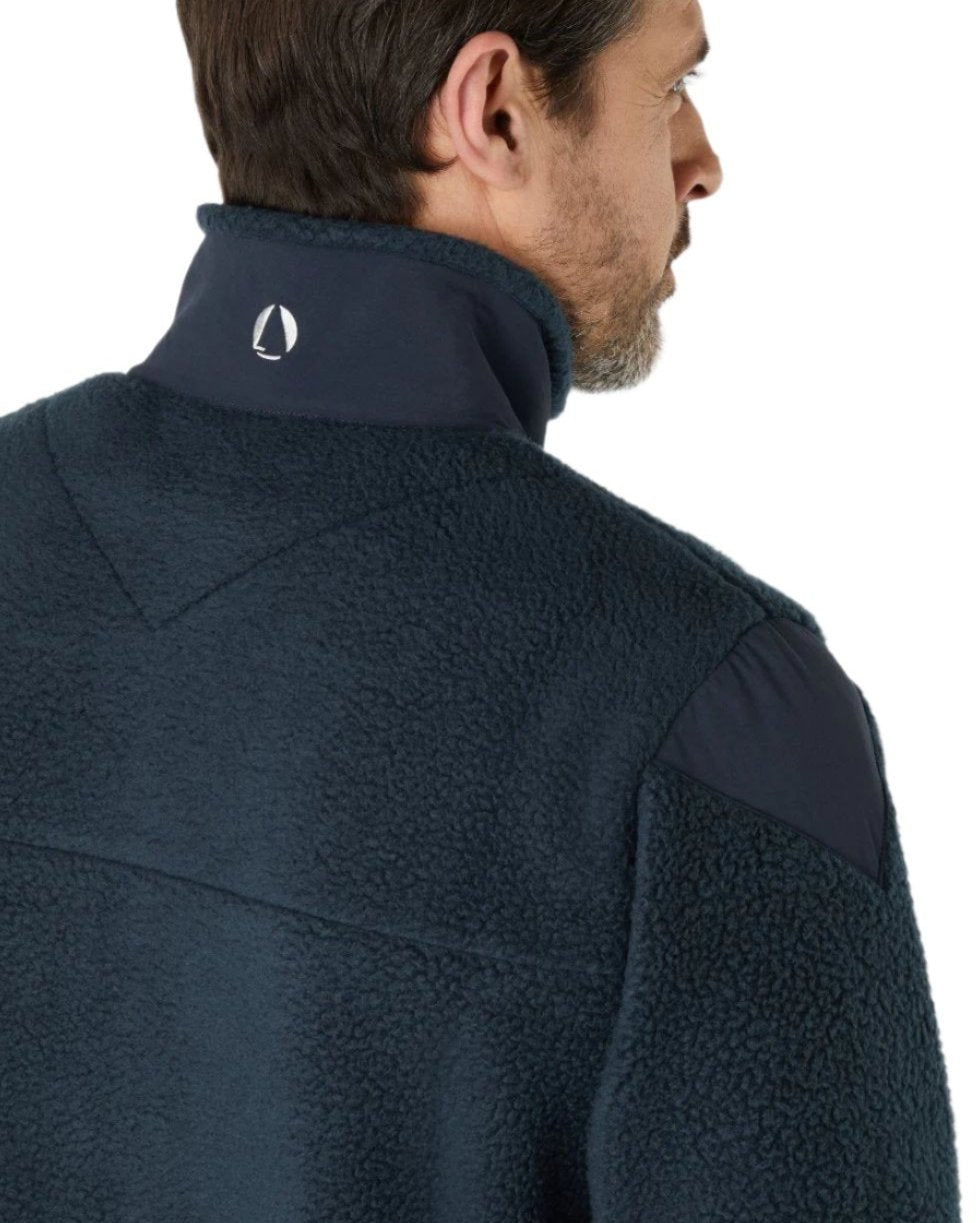 Navy Coloured Musto Mens Nautic Full Zip Pile Fleece on white background