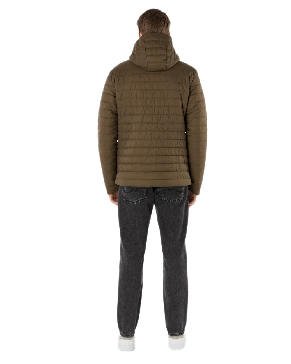 Crocodile Coloured Musto Mens Original Lite Hooded Puffer Jacket on white background