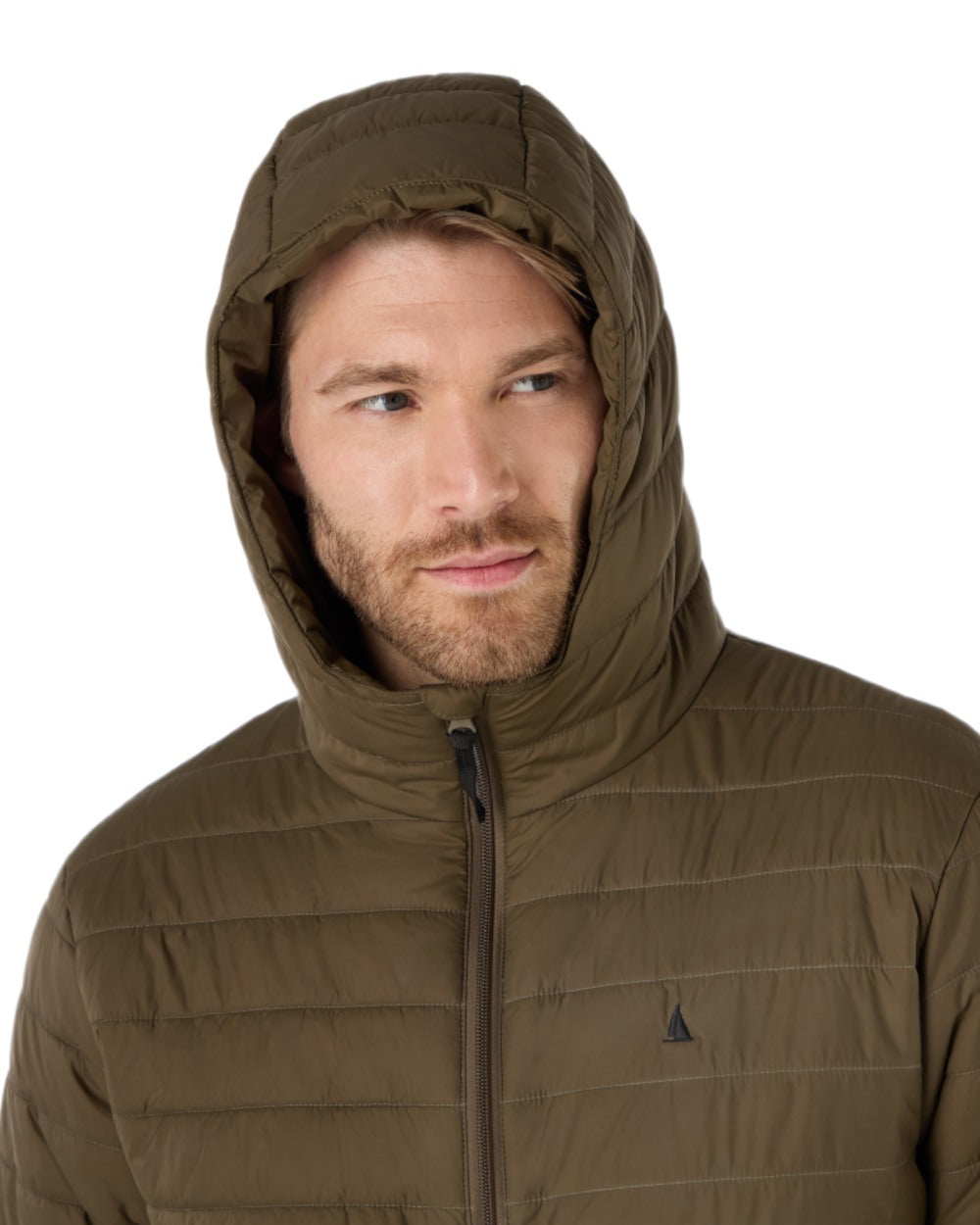 Crocodile Coloured Musto Mens Original Lite Hooded Puffer Jacket on white background