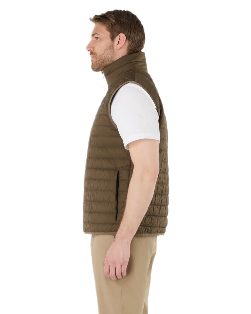 Crocodile Coloured Musto Mens Original Lite Puffer Vest on white background