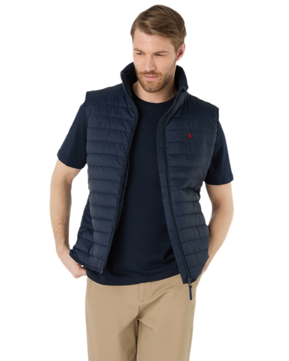 Navy Coloured Musto Mens Original Lite Puffer Vest on white background