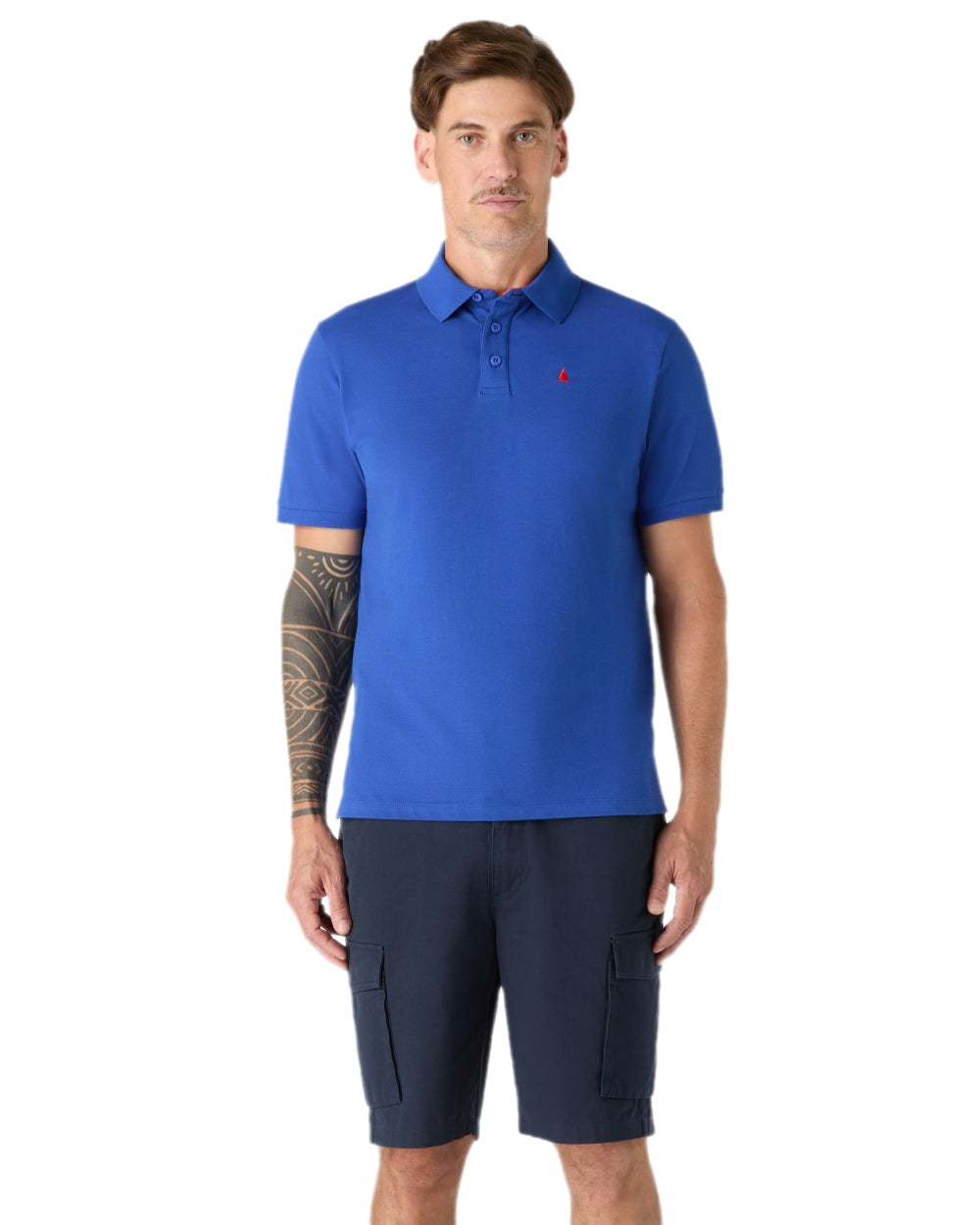 Mazarine Blue Coloured Musto Mens Original Short Sleeve Polo Shirt on white background