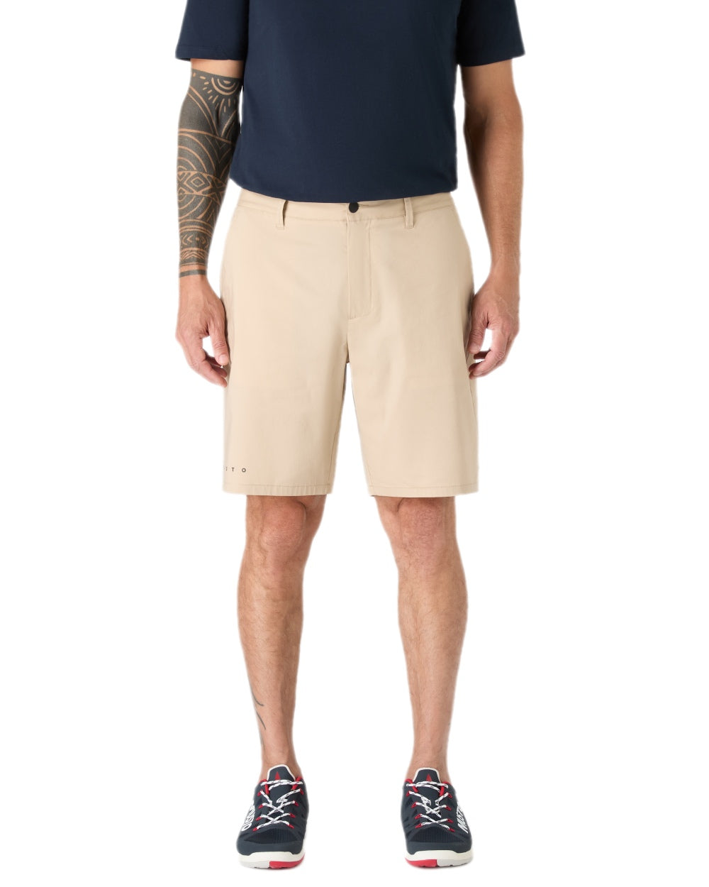 Beige Coloured Musto Mens Rib Fast Dry Shorts on white background
