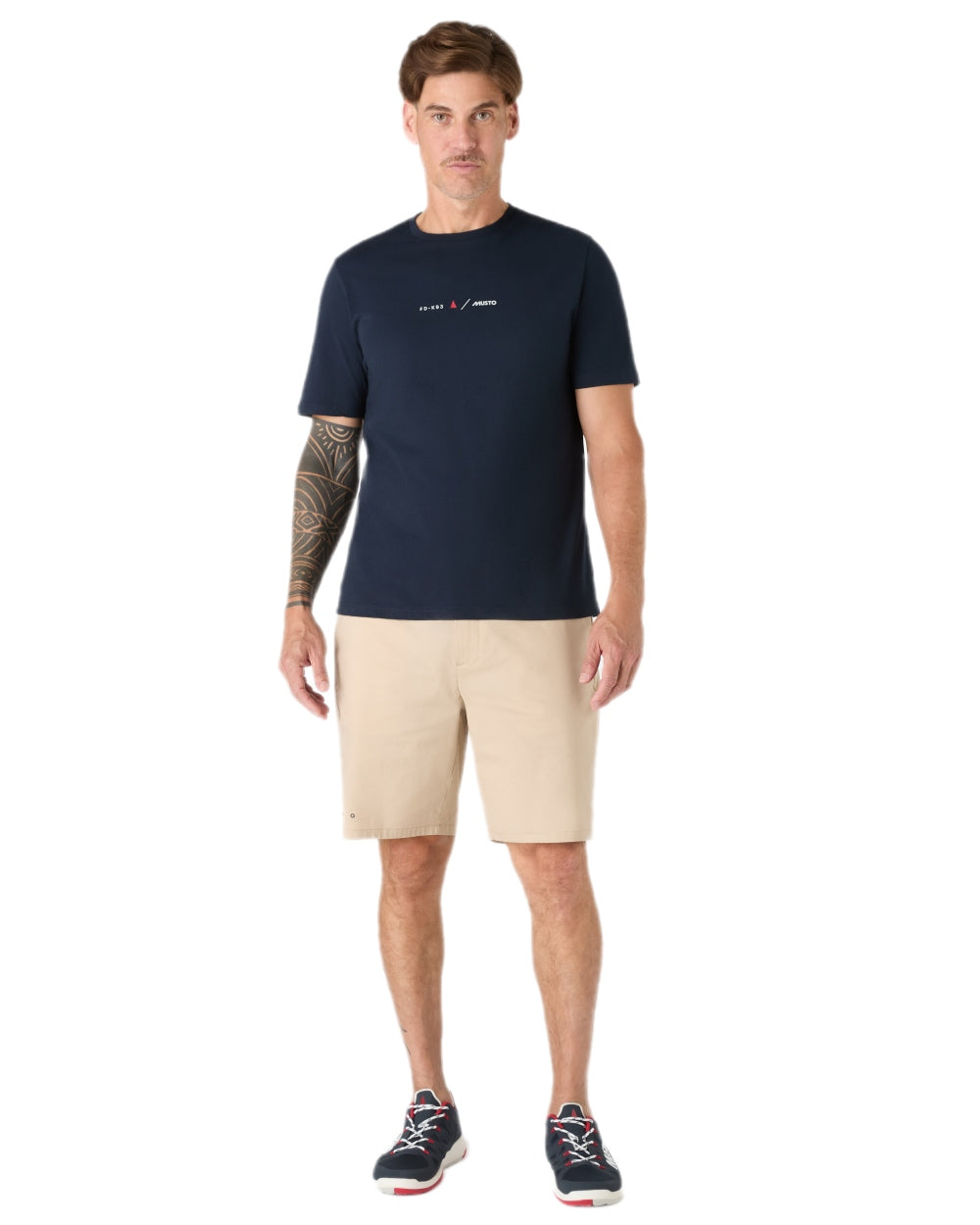 Beige Coloured Musto Mens Rib Fast Dry Shorts on white background