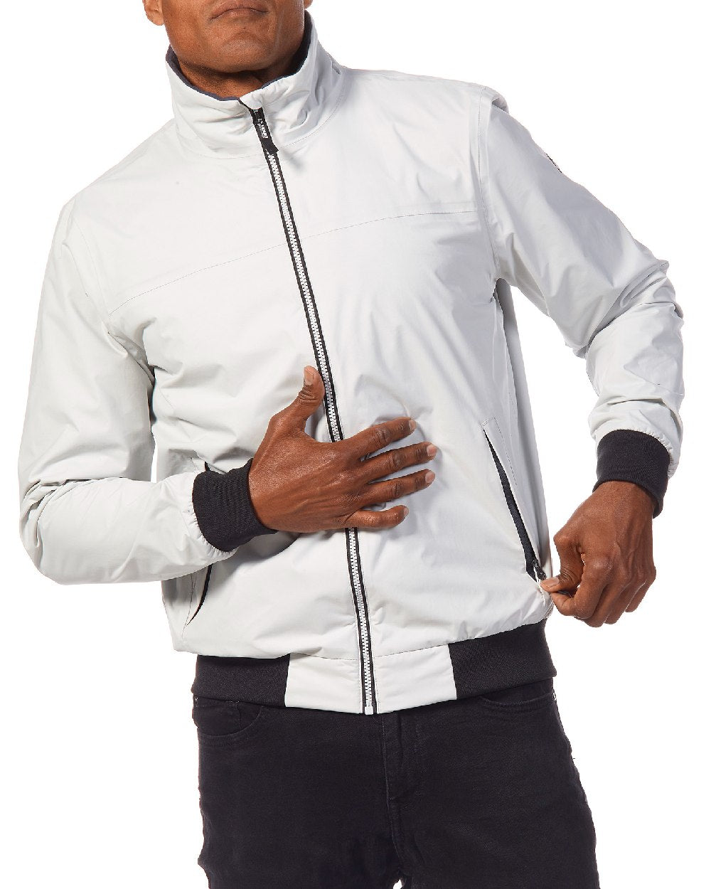 Platinum coloured Musto Snug Blouson Jacket 2.0 on white background