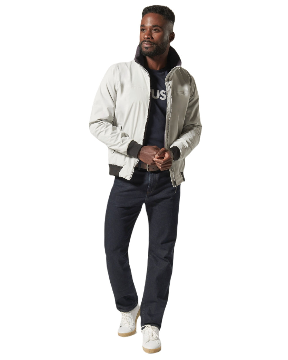 Platinum coloured Musto Snug Blouson Jacket 2.0 on white background