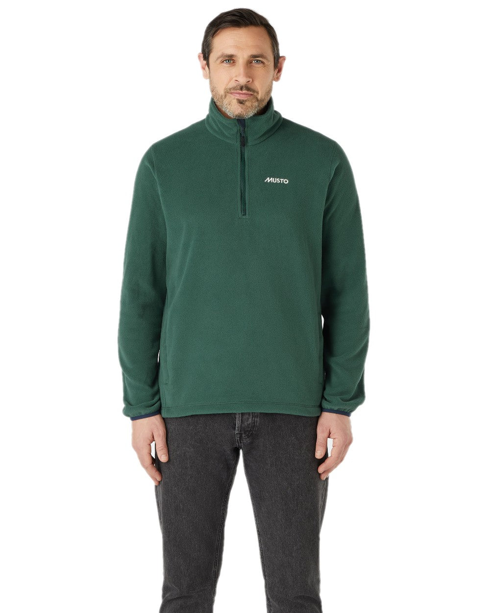 Darkest Spruce coloured Musto Snug Fleece 2.0 on white background