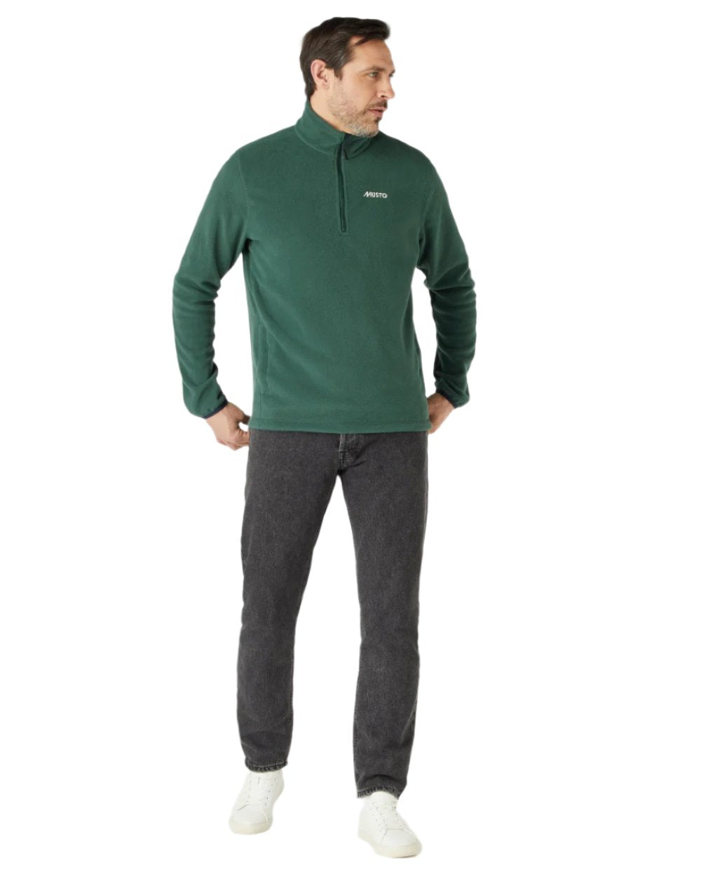 Darkest Spruce coloured Musto Snug Fleece 2.0 on white background