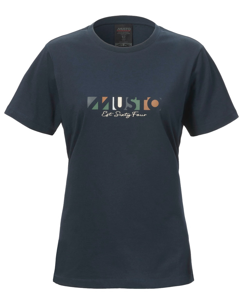 Navy Coloured Musto Womens 1964 Short Sleeve T-Shirt On A White Background