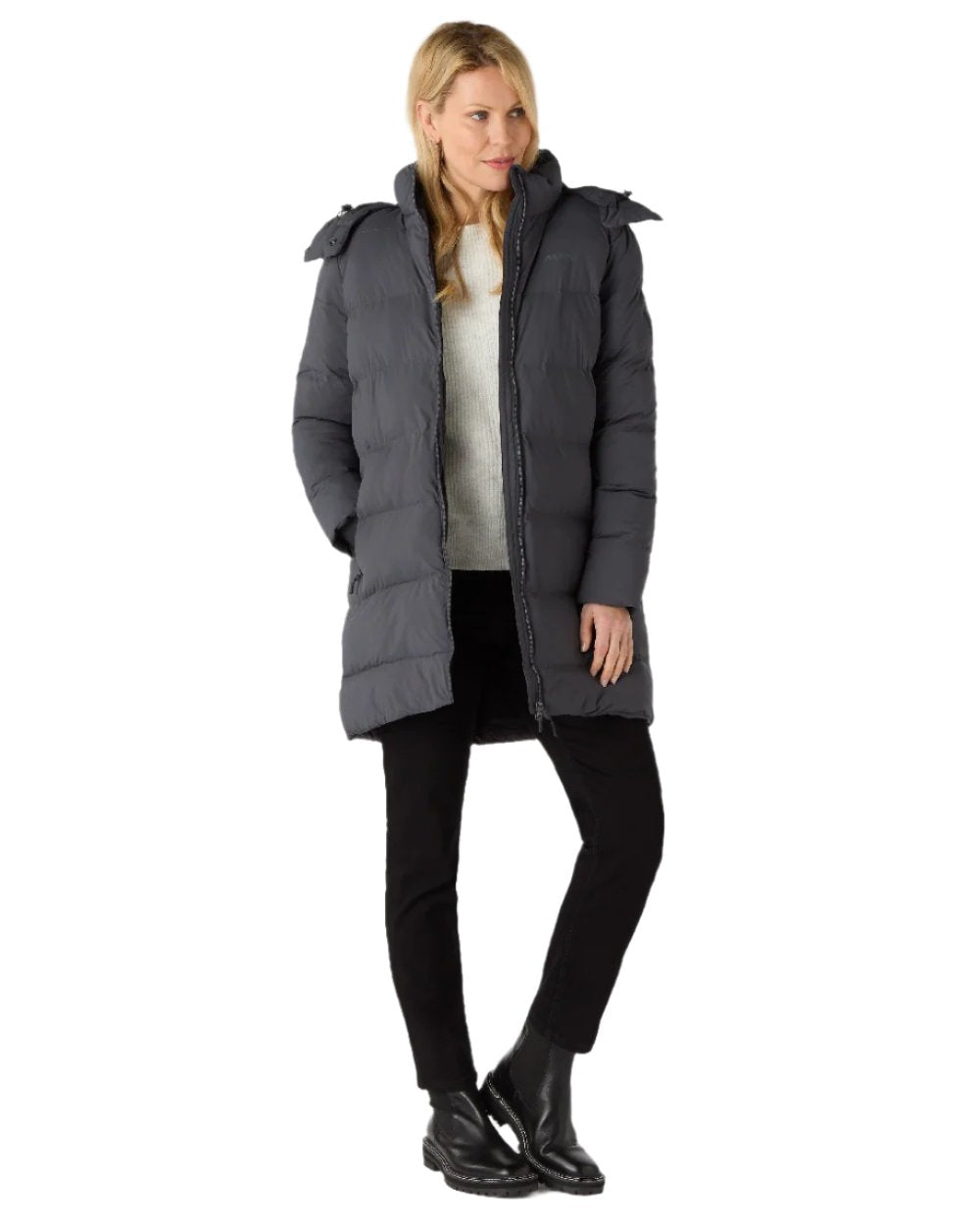 Carbon Coloured Musto Womens Active Puffer Coat on white background
