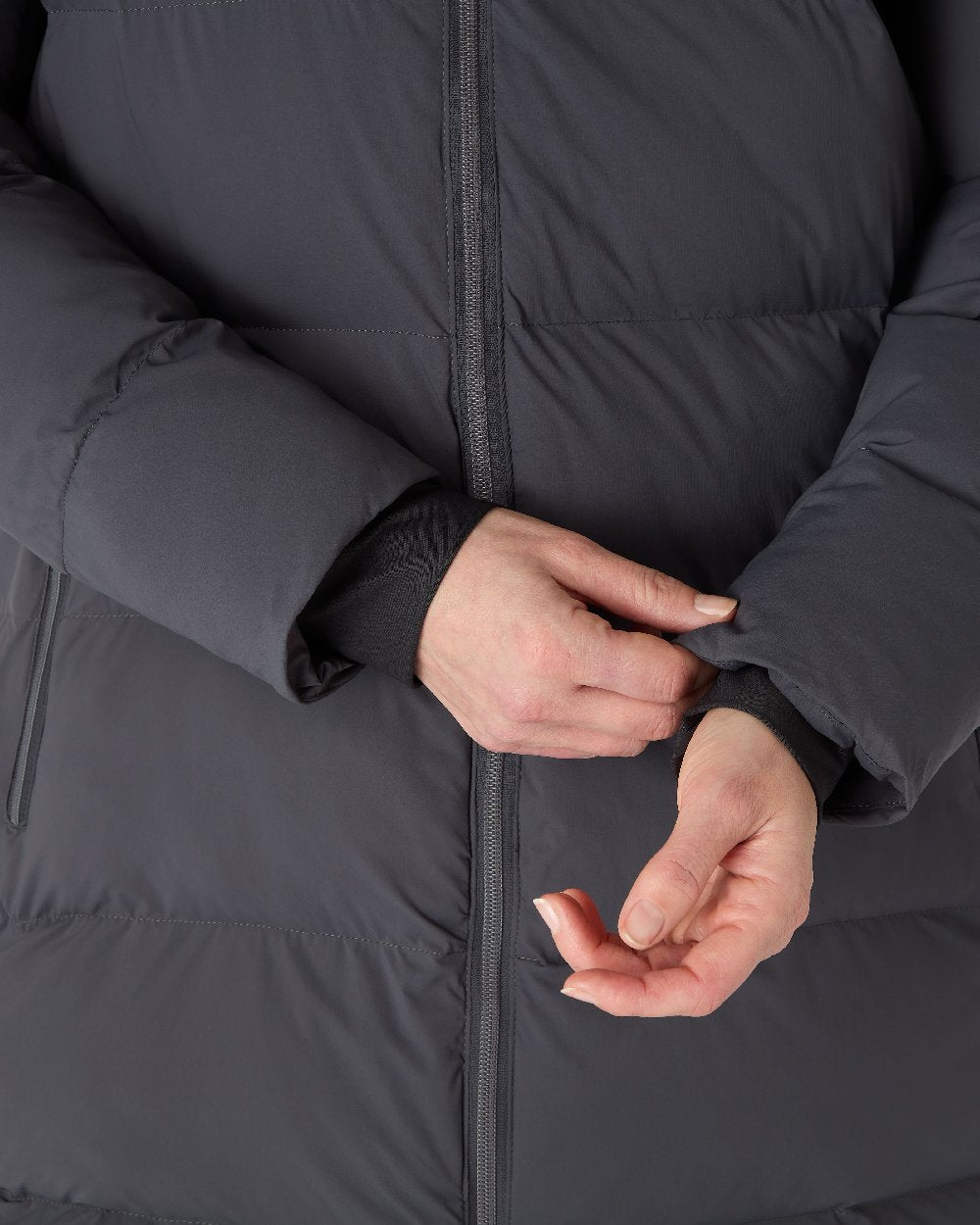 Carbon Coloured Musto Womens Active Puffer Coat on white background