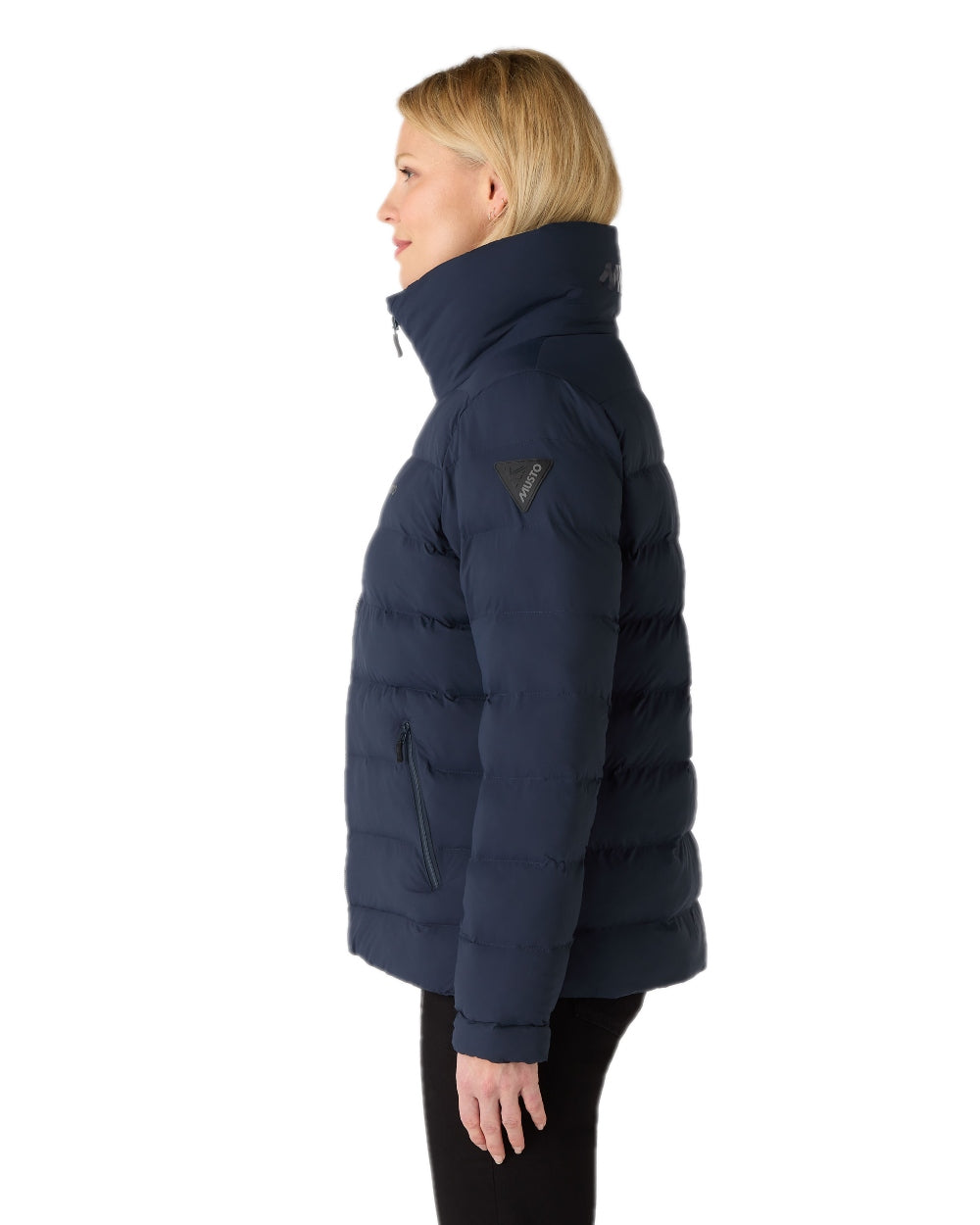 Navy Coloured Musto Womens Active Puffer Jacket on white background