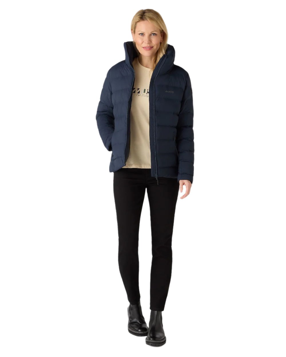 Navy Coloured Musto Womens Active Puffer Jacket on white background
