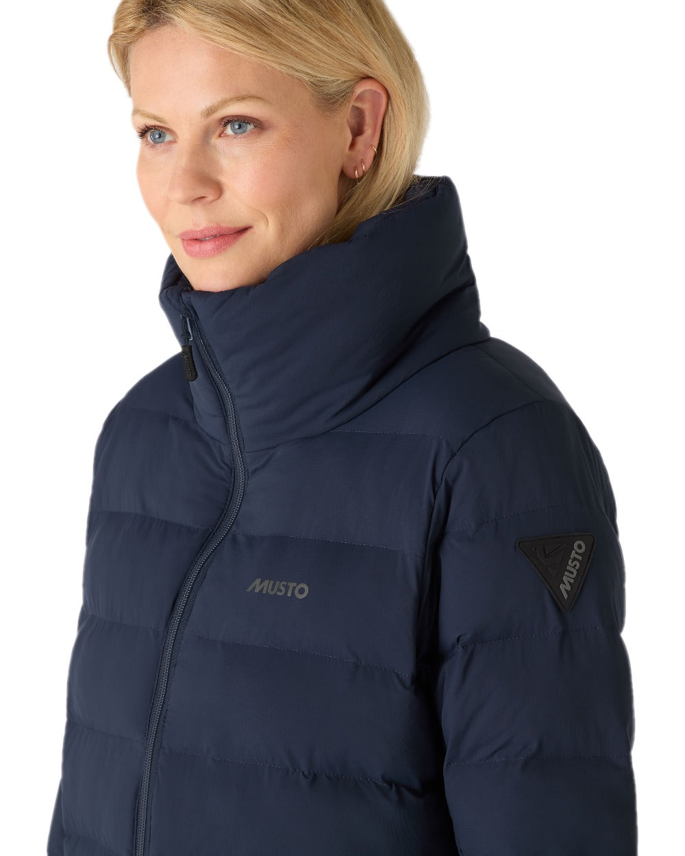 Navy Coloured Musto Womens Active Puffer Jacket on white background