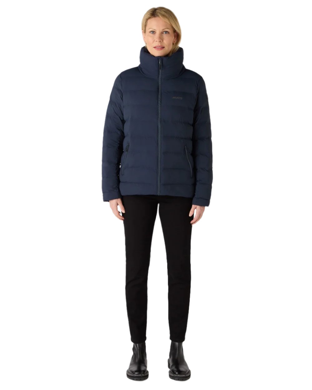 Navy Coloured Musto Womens Active Puffer Jacket on white background