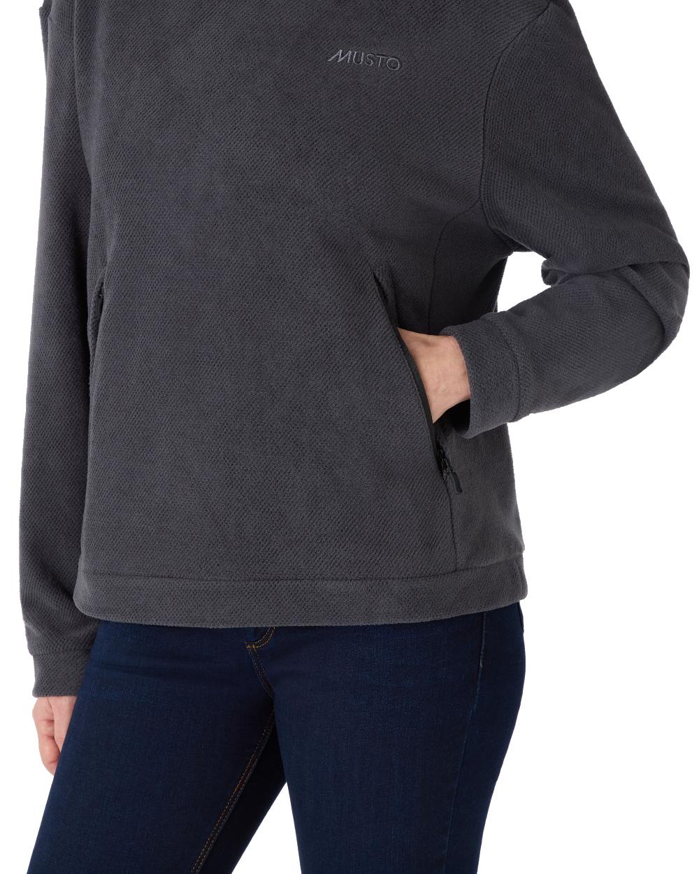 Carbon Coloured Musto Womens Classic Fleece Pullover On A White Background
