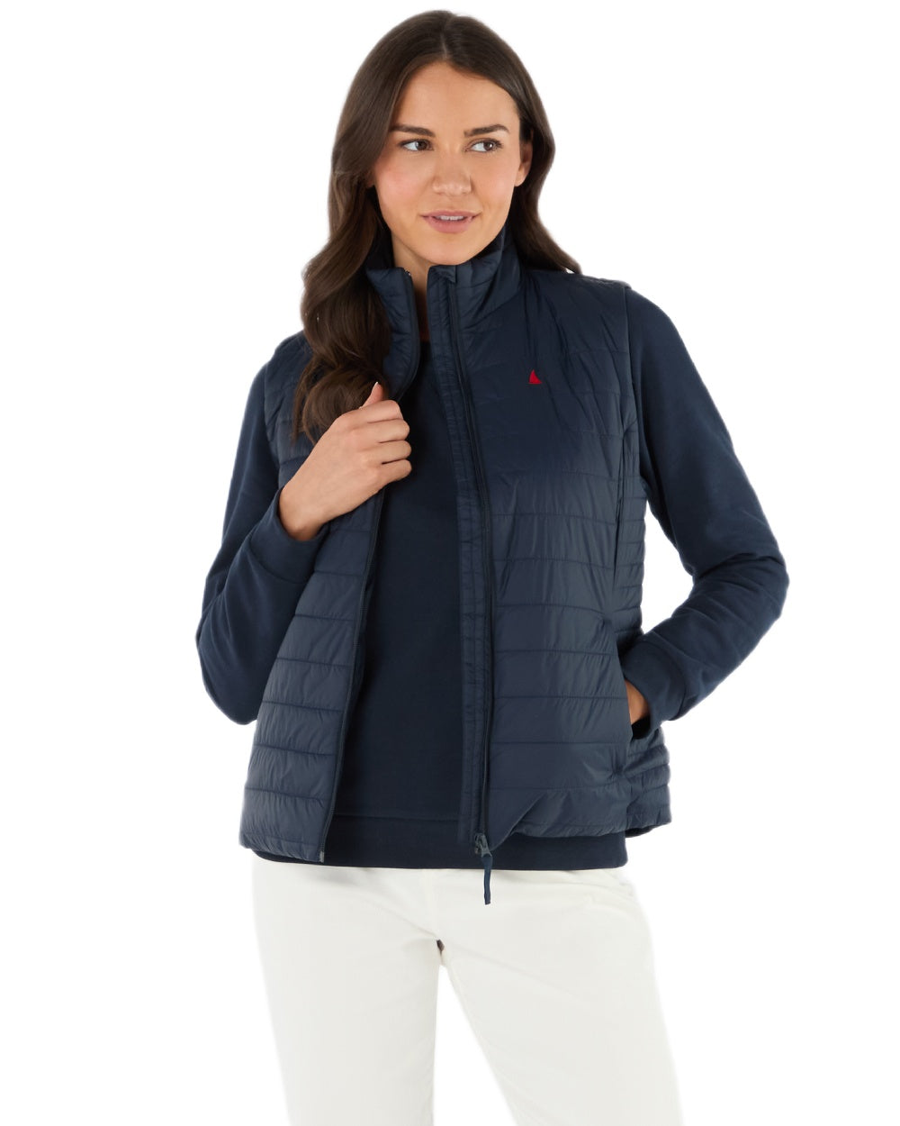 Navy Coloured Musto Womens Original Lite Puffer Vest on white background