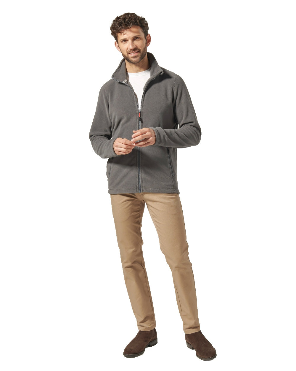 Charcoal coloured Musto Corsica Polartec 200gm Fleece 2.0 on White background