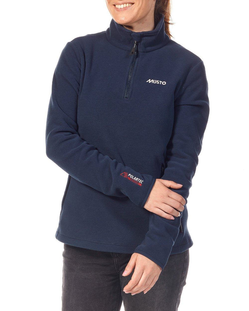Navy coloured Musto Womens Snug Fleece on White background