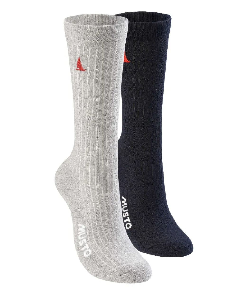Musto Essential 2 Pack Socks in Grey Melange & True Navy