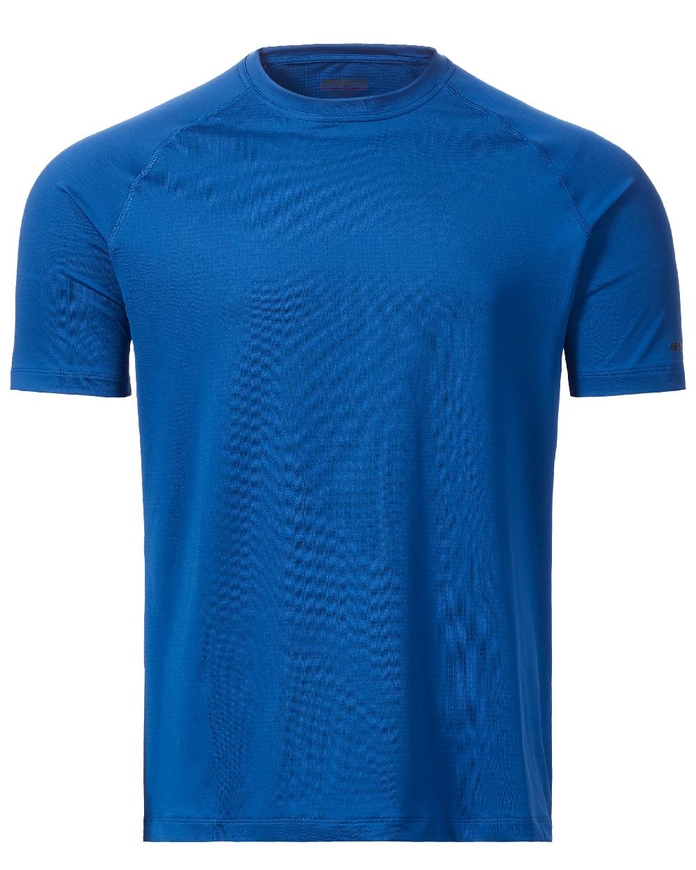 Racer Blue coloured Musto Mens Sunblock Short Sleeve T-Shirt on White background 