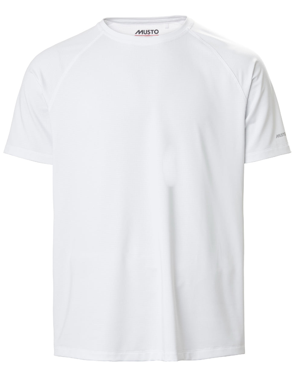White coloured Musto Mens Sunblock Short Sleeve T-Shirt on White background 