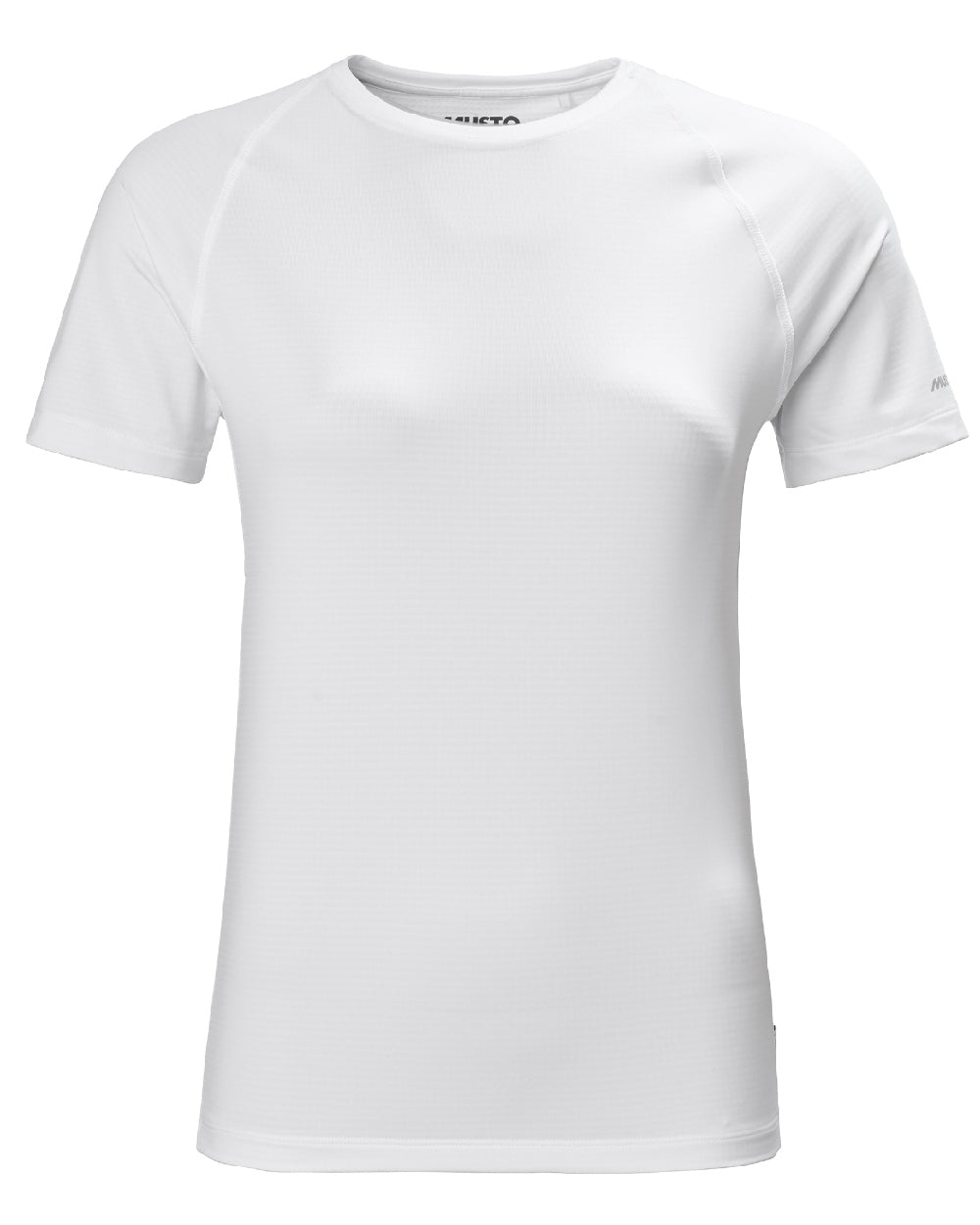 White Coloured Musto Womens Evolution Sunblock Short Sleeve T-Shirt On A White Background 