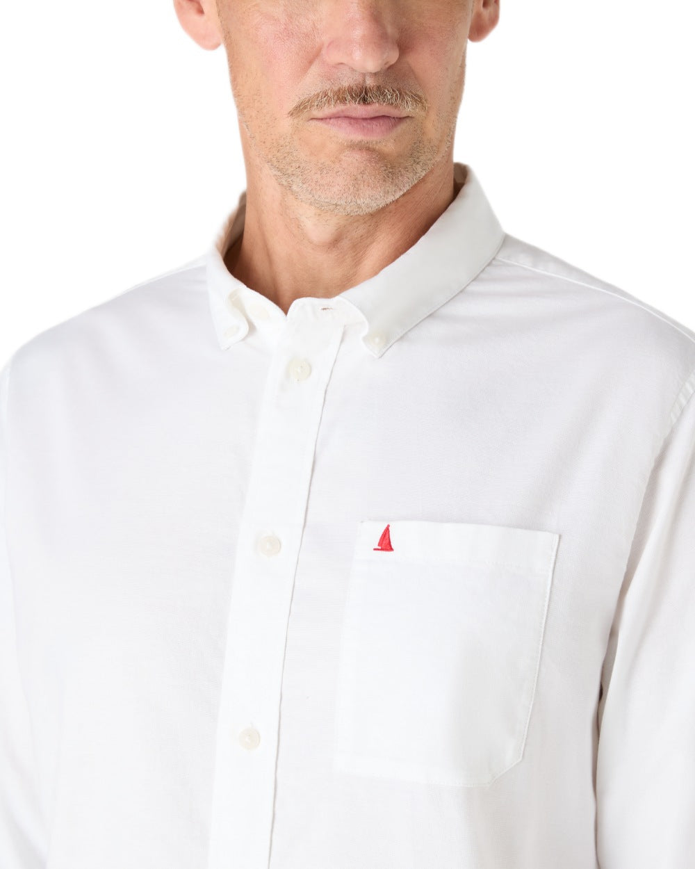 White coloured Musto Mens Original Oxford Shirt on white background