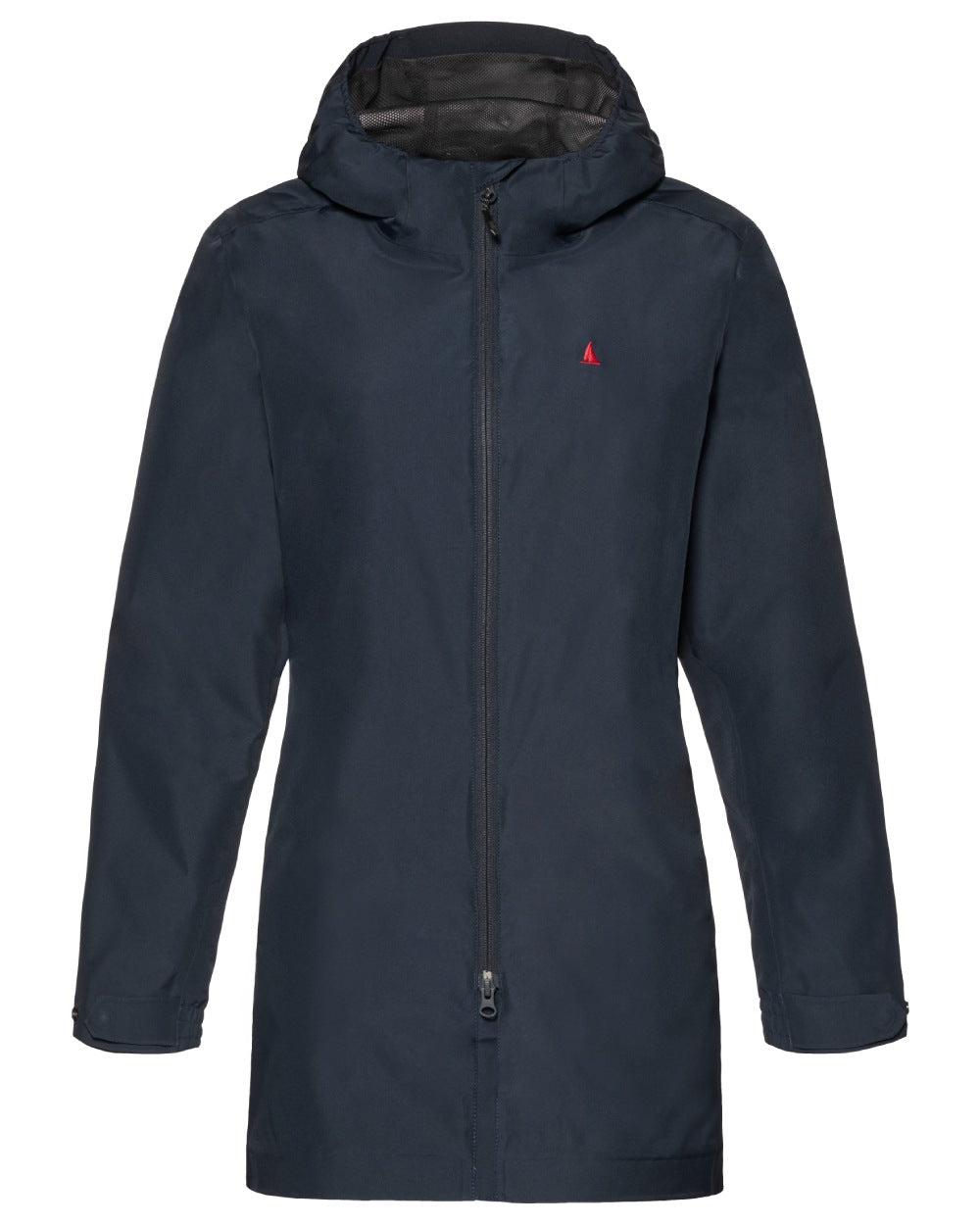 Navy coloured Musto Womens Original Long Rain Jacket on white background
