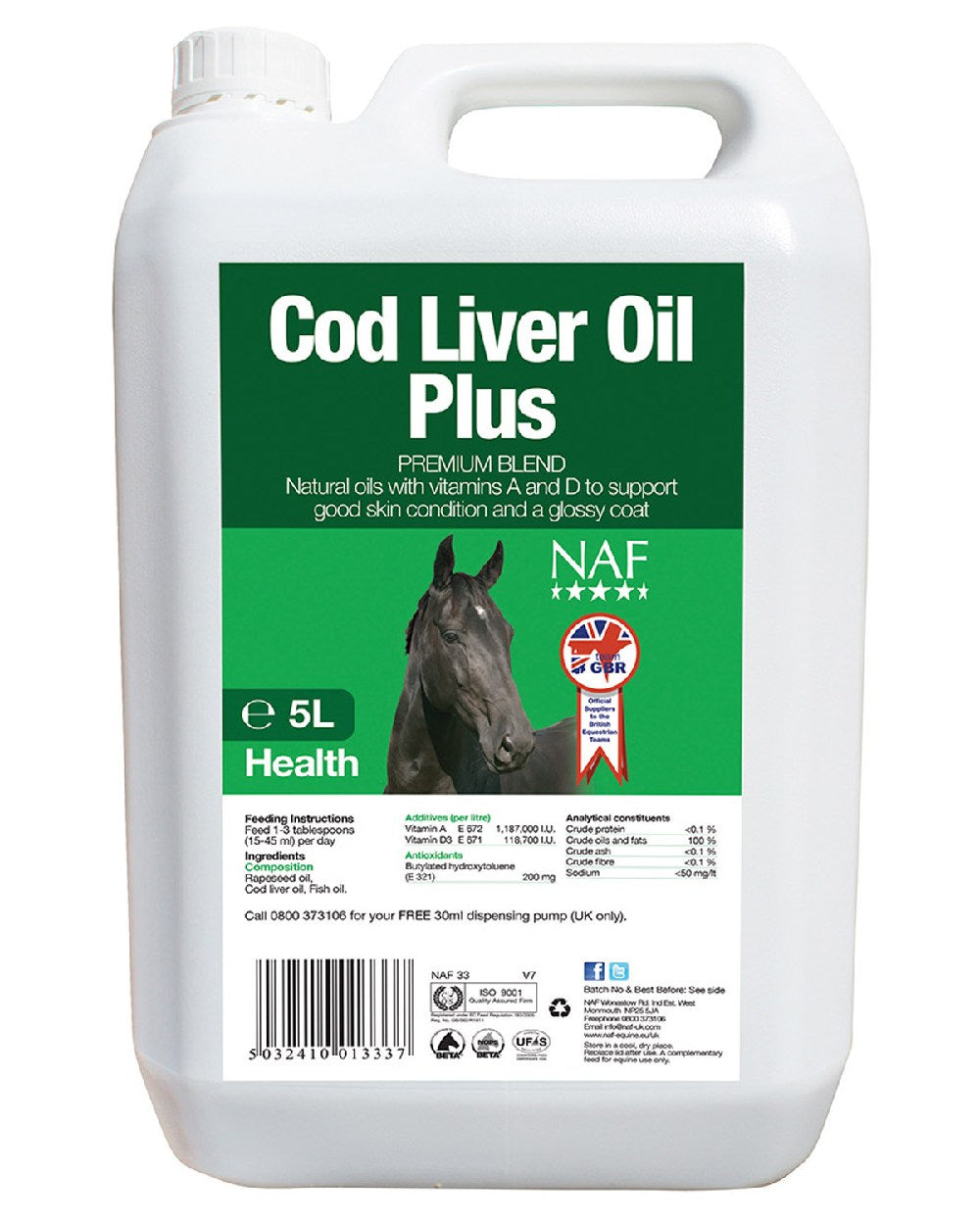 NAF Cod Liver Oil Plus 5lt on white background