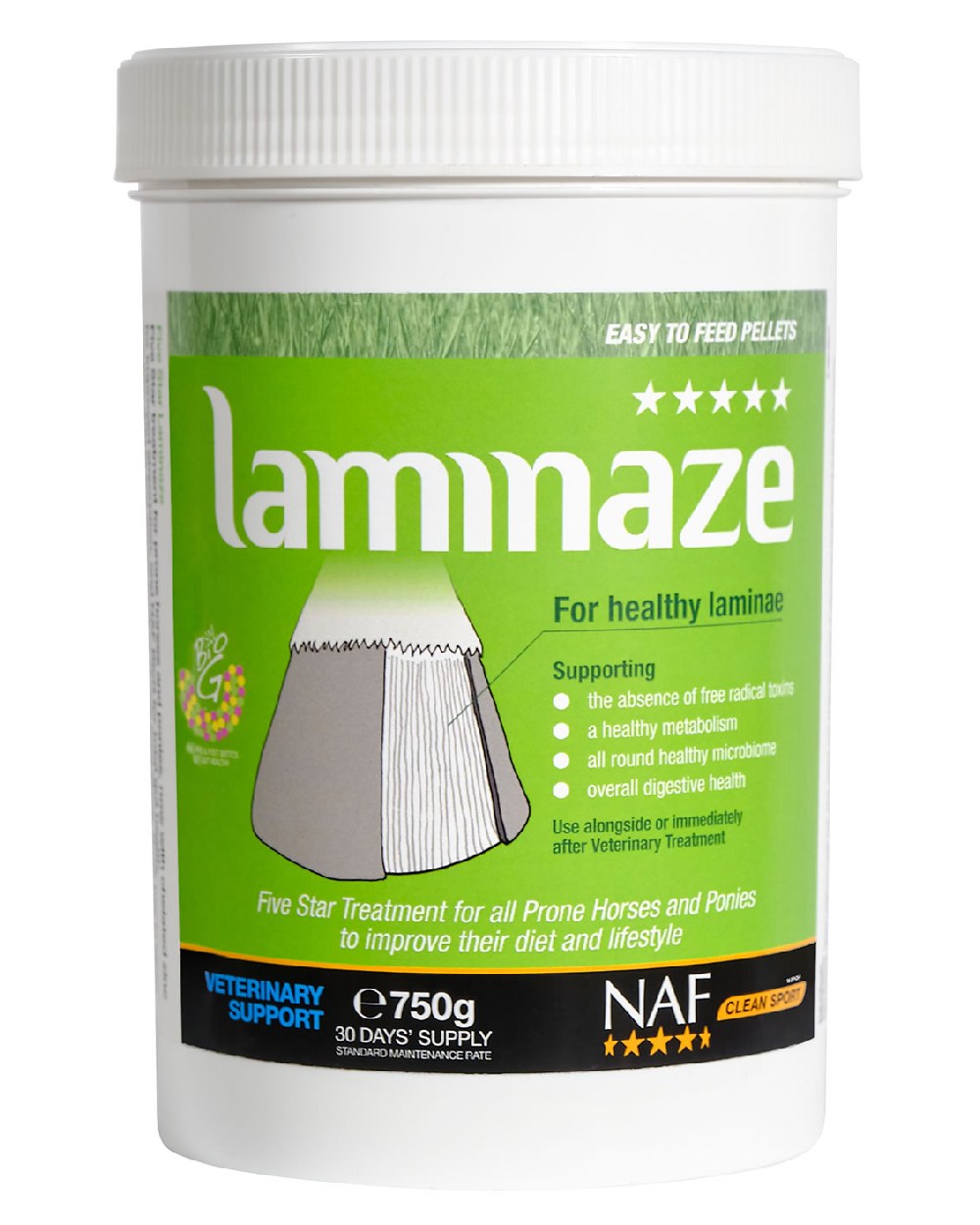 NAF Five Star Laminaze Pellets 750g on white background