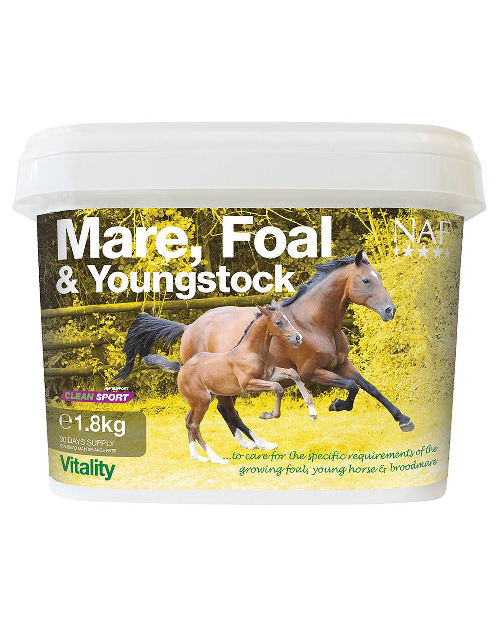 NAF Mare, Foal & Youngstock Supplement 1.8kg on white background