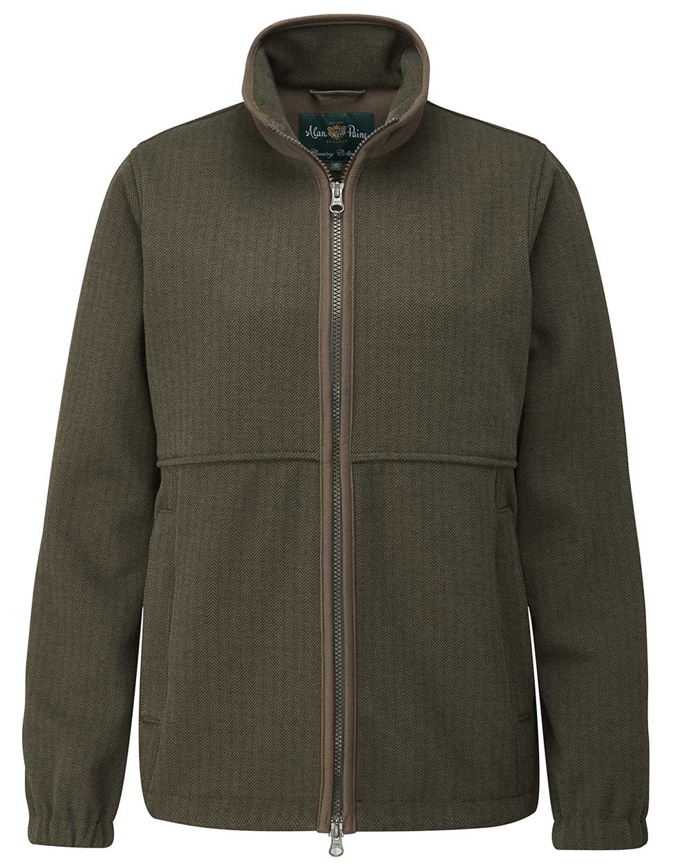 Green Herringbone Coloured Alan Paine Aylsham Ladies Fleece Jacket On A White Background