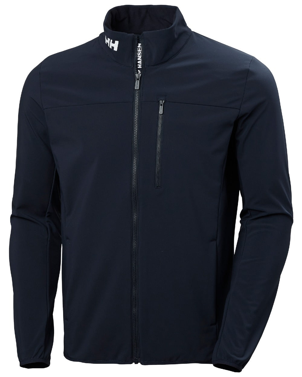 Navy coloured Helly Hansen Mens Crew Softshell Jacket 2.0 on white background