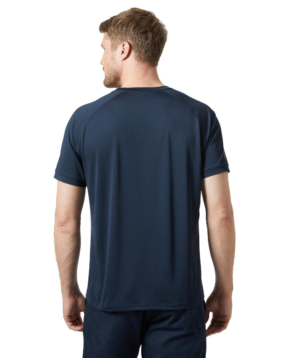 Navy coloured Helly Hansen Mens HP Ocean T-Shirt 2.0 on white background 