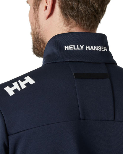 Navy coloured Helly Hansen Mens Crew Fleece Jacket on white background 