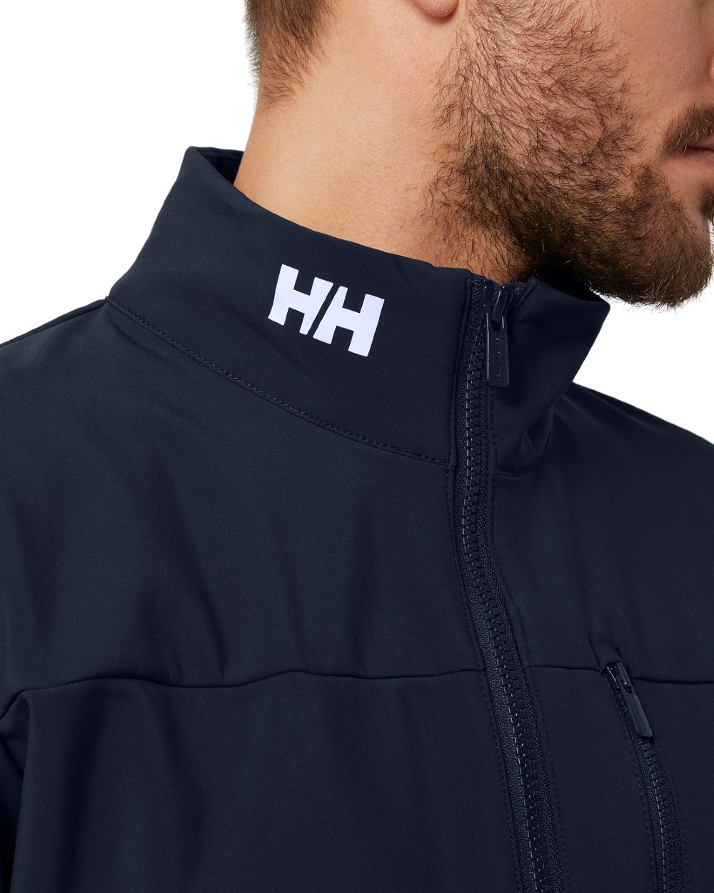 Navy coloured Helly Hansen Mens Crew Softshell Jacket 2.0 on white background
