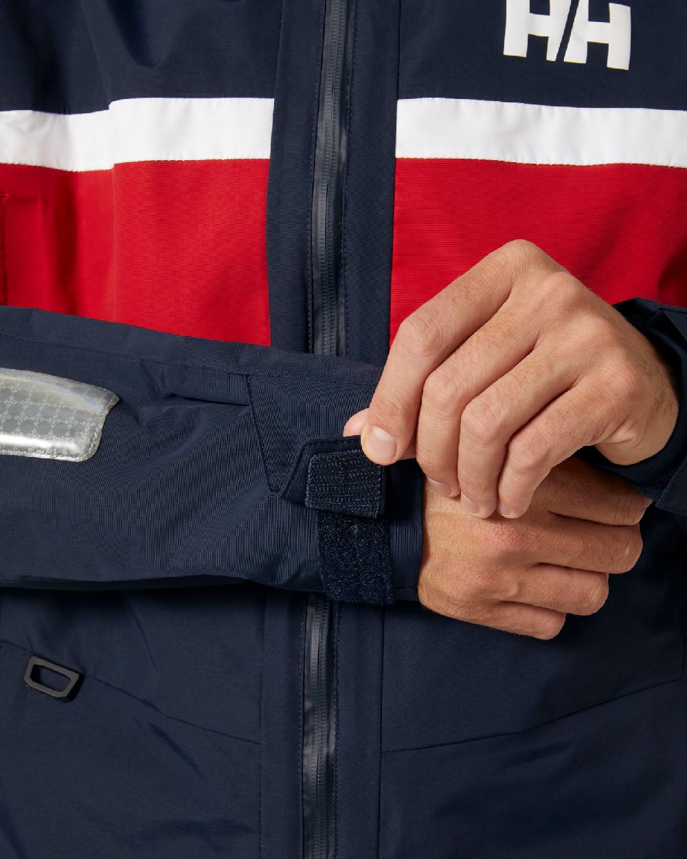 Navy coloured Helly Hansen Mens Salt Original Sailing Jacket on white background