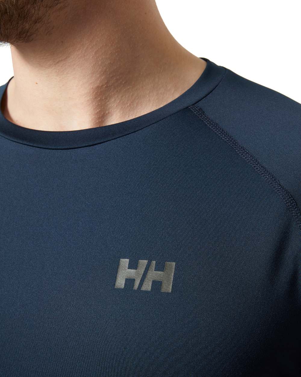 Navy coloured Helly Hansen Mens HP Ocean T-Shirt 2.0 on white background 