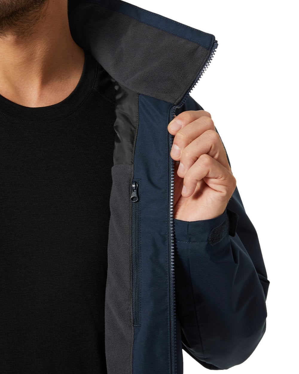 Navy Coloured Helly Hansen Mens Crew Midlayer Jacket 2 On A White Background