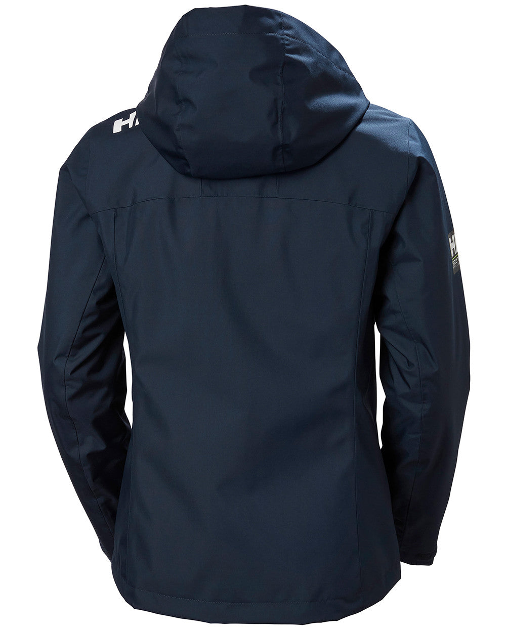 Navy Coloured Helly Hansen Womens Crew Hooded Midlayer Sailing Jacket 2.0 On A White Background