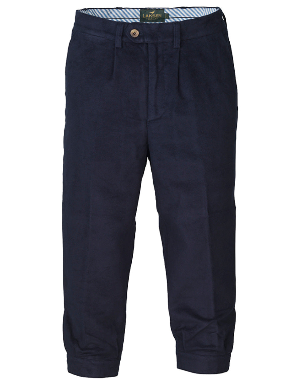 Navy Coloured Laksen Belgravia Moleskin Breeks On A White Background