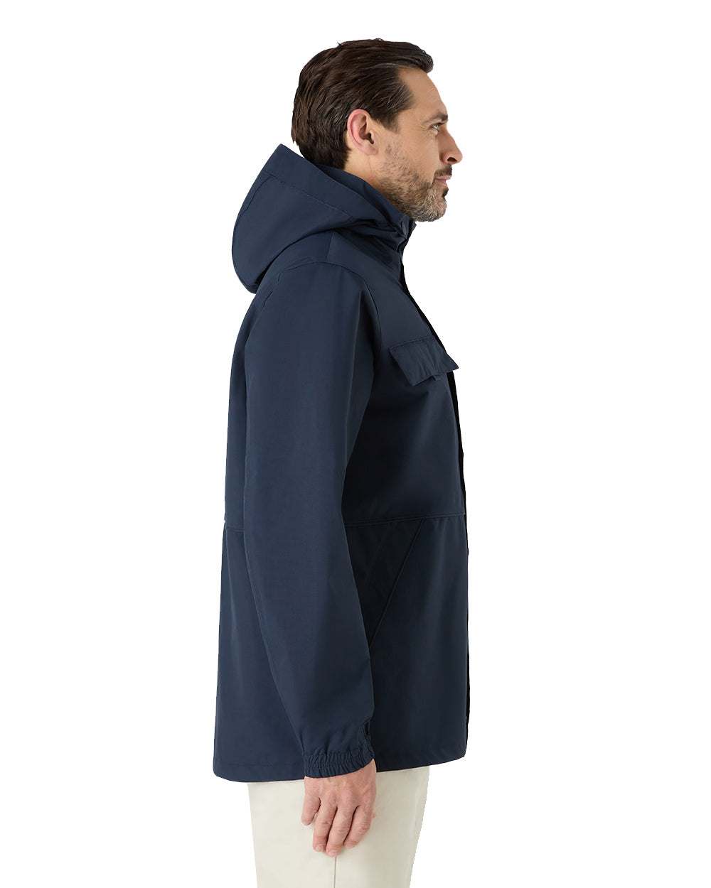 Navy Coloured Musto Mens Classic Shore Waterproof Jacket On A White Background 