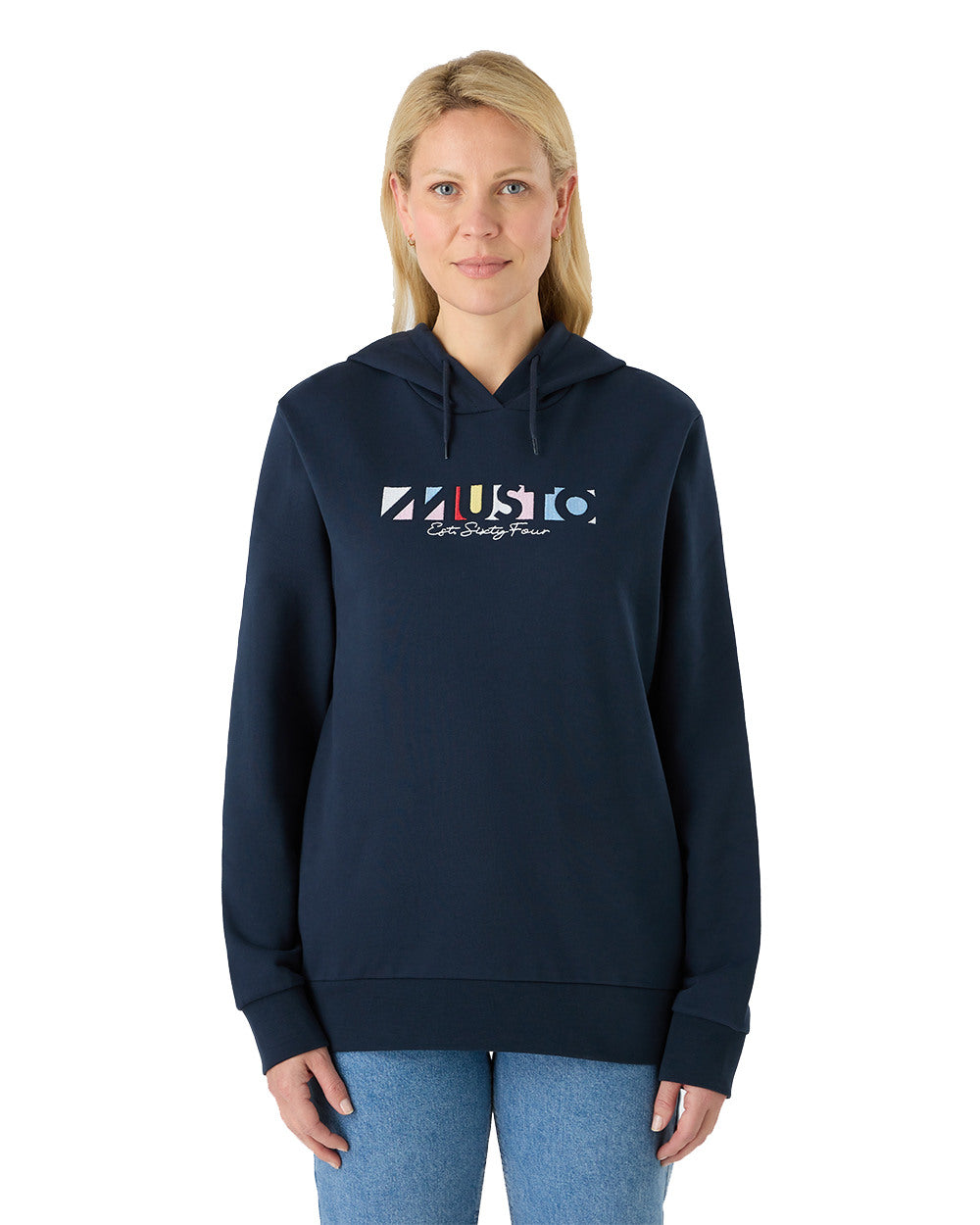 Navy Coloured Musto Womens 1964 Hoodie On A White Background