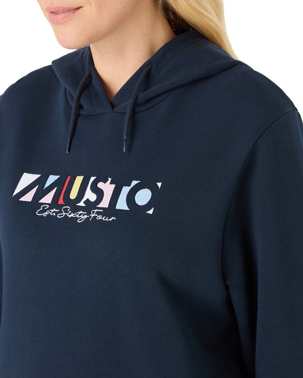 Navy Coloured Musto Womens 1964 Hoodie On A White Background