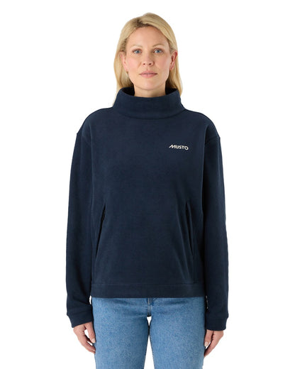 Navy Coloured Musto Womens Classic Fleece Pullover On A White Background 