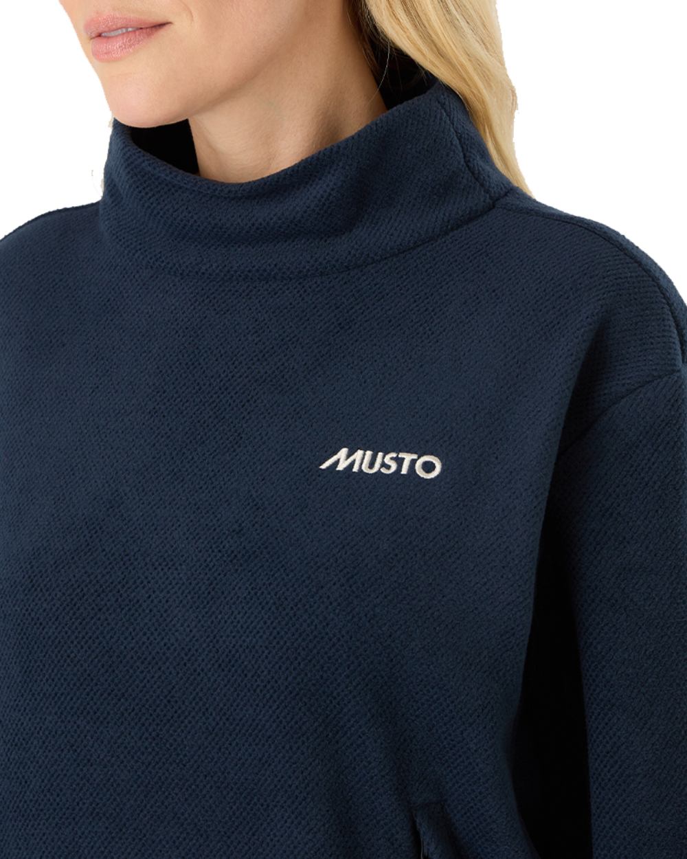 Navy Coloured Musto Womens Classic Fleece Pullover On A White Background