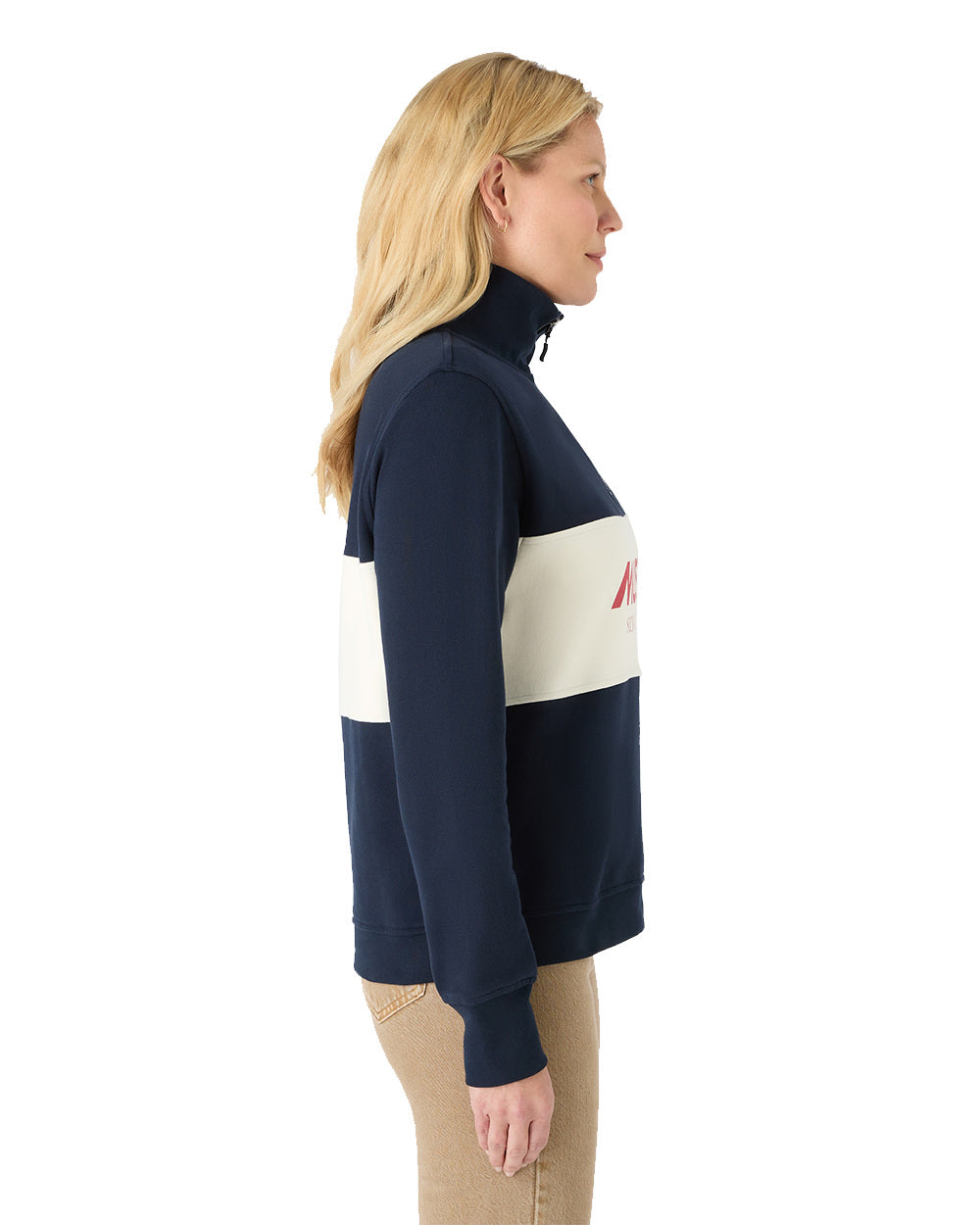 Navy Coloured Musto Womens Classic Half Zip Sweatshirt On A White Background